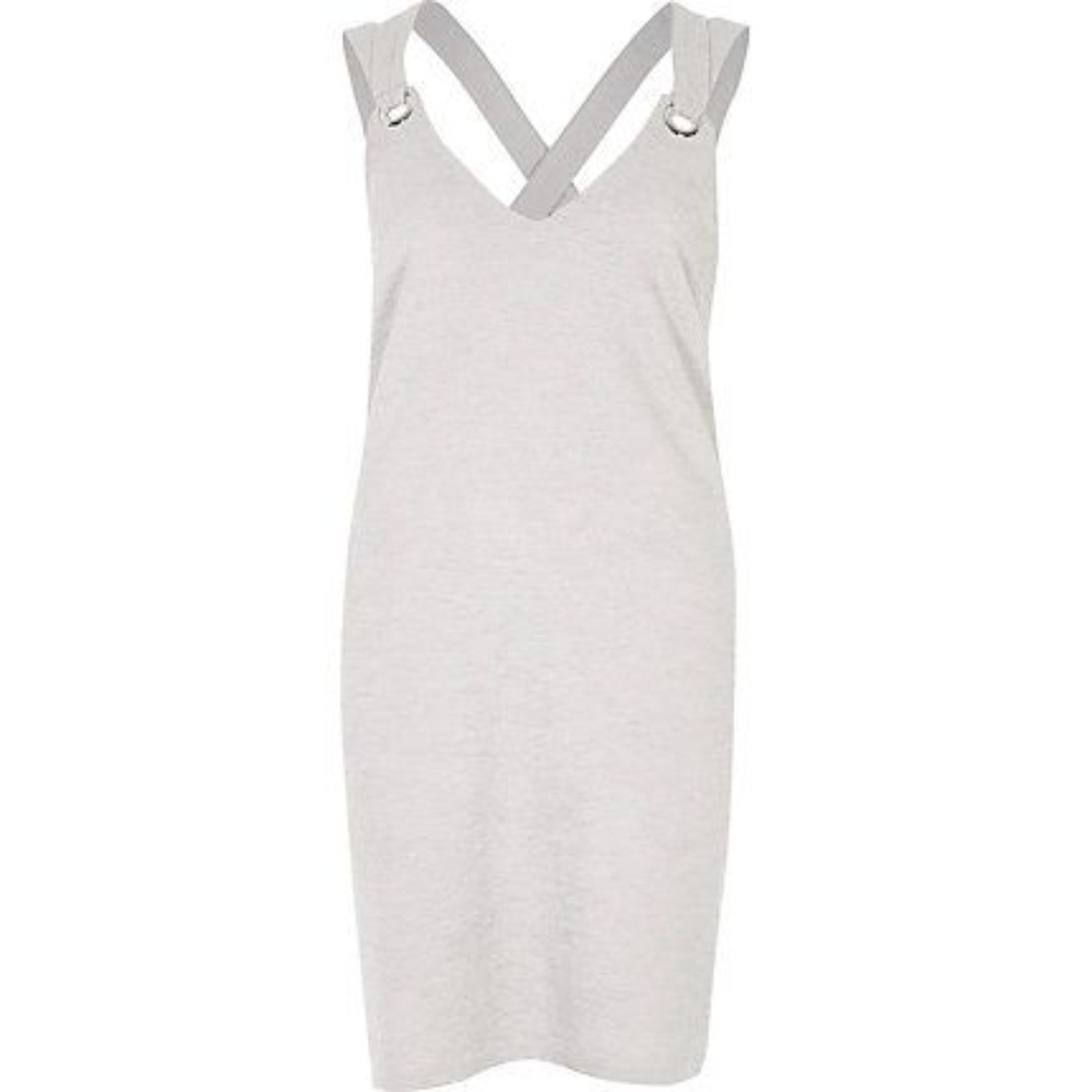 NWT River Island Gray Criss Cross Cami Mini Dress